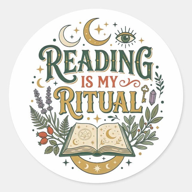 Rond Reading Is My Ritual Sticker Celestial Book Lover (Devant)