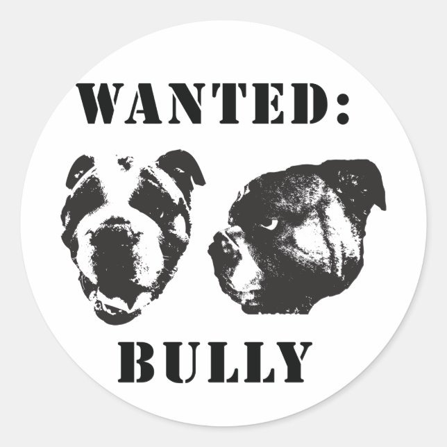 Rond "Recherché : Bully" english bulldog Sticker (Devant)