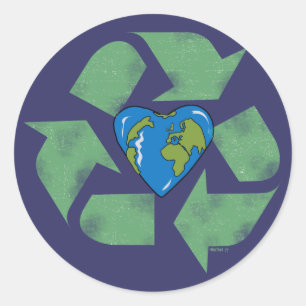 Rond Recycle Earth Heart Sticker