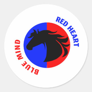 Rond Red Heart Blue Mind Horse Sticker