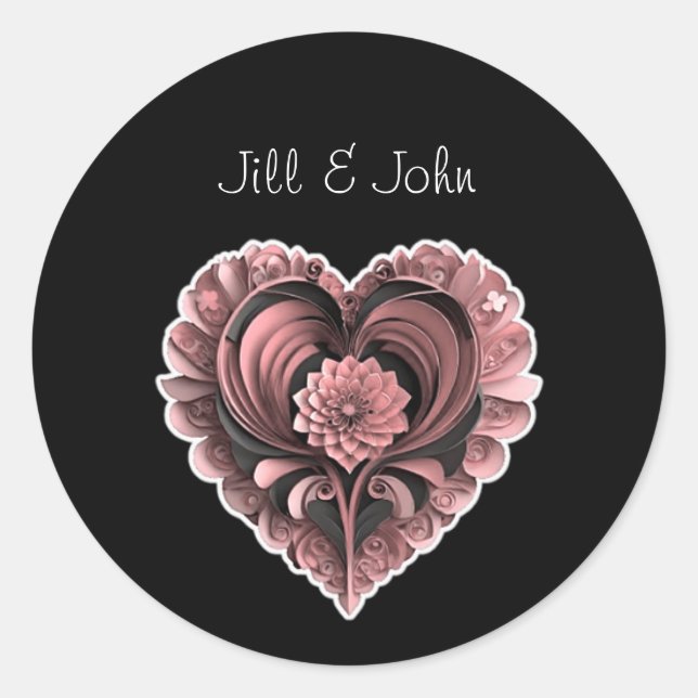 Rond Red Heart Wedding Envelope Sticker Labels Seal (Devant)