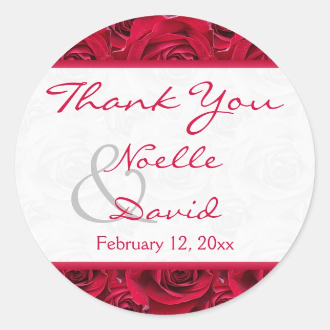 Rond Red Roses Galore Mariage Favor Sticker (Devant)