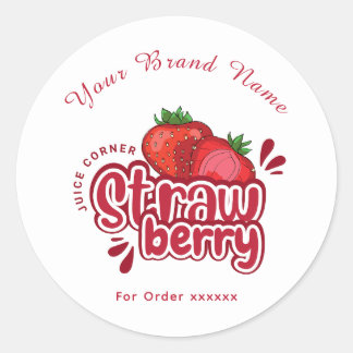 Rond Red Strawberry juice cornor Logo Sticker