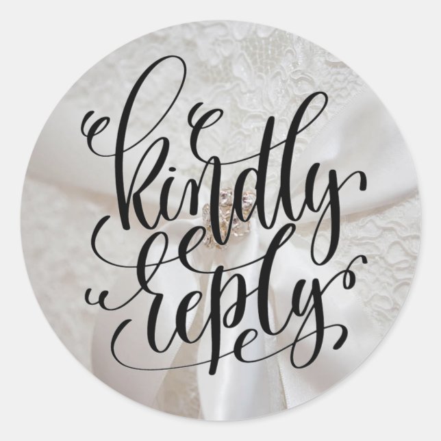 Rond Répondre Lacey Mariage Classic Round Sticker (Devant)