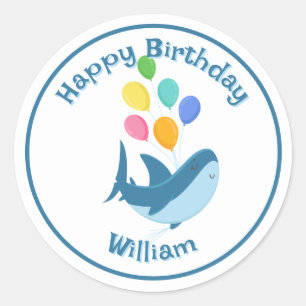 Rond Requin avec Ballons Classic Round Sticker