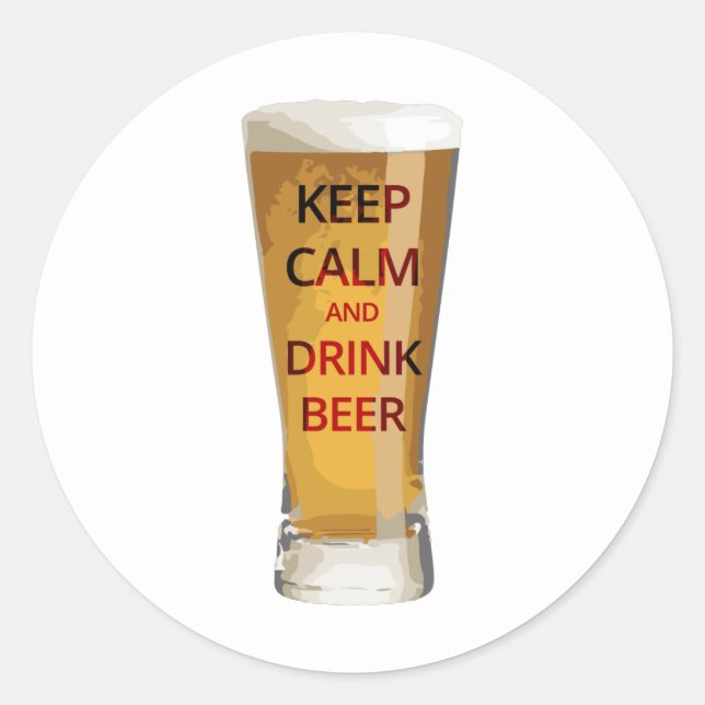 Rond Restez calme et buvez Sticker Bière (Devant)