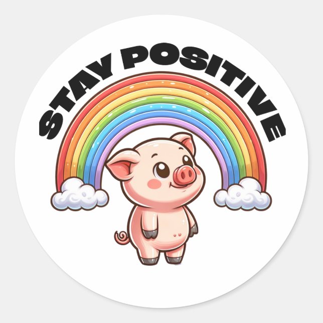 Rond Restez positif Rainbow Pig Sticker Design (Devant)
