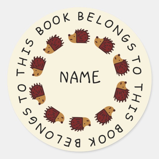 Rond Retourner À L'École Sticker De Hérisson (Devant)