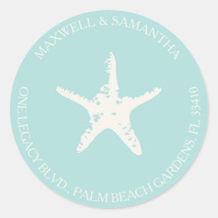 Rond Retourner Adresse Enveloppe Sticker Plage Mariage