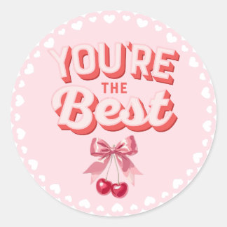 Rond Retro Coquette Cherry You're The Best Sticker