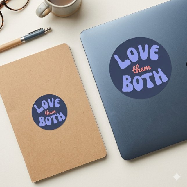 Rond Retro Les Aime Tous Les Deux Sticker Texte (Créateur téléchargé)