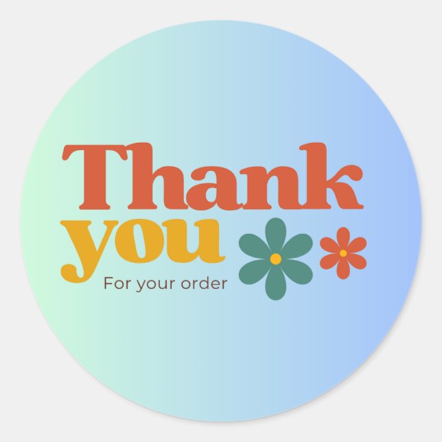 Rond Retro Thank You Sticker (Devant)