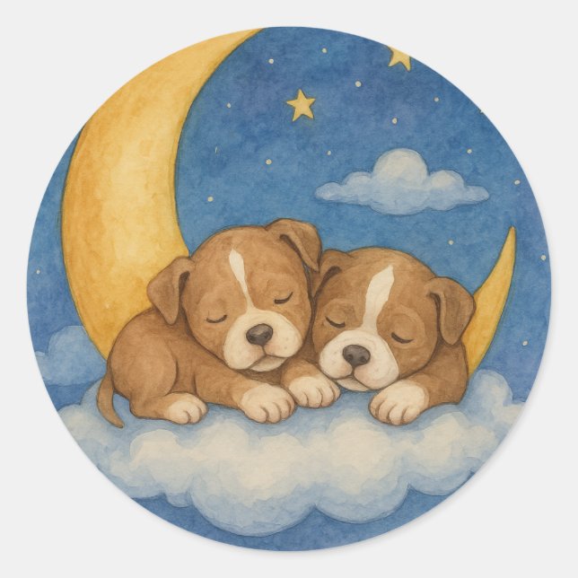 Rond rêve de chiot sous le Sticker étoiles (Devant)