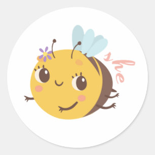 Rond Révéler le genre Bee Vote Girl Round Sticker