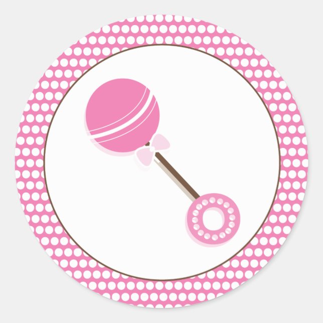 Rond Robe rose | Sticker Baby shower Faveur (Devant)