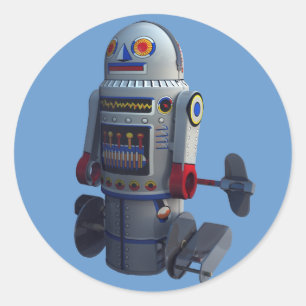 Rond Robot de jouet rétro Numéro 7 Sticker