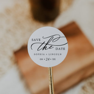 Rond Romantic Calligraphy Names Save the Date Sticker