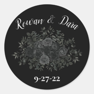 Rond Rose blanc et noir  gothique Faveur Sticker Étique