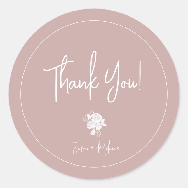 Rond Rose blanche sur Sticker en Merci rose Dusty (Devant)