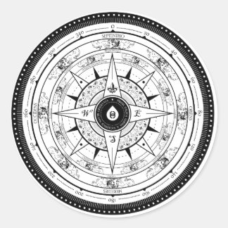 Rond Rose Compass - Sticker (Blanc)