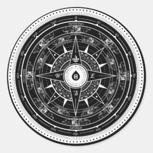Rond Rose Compass - Sticker (Noir)