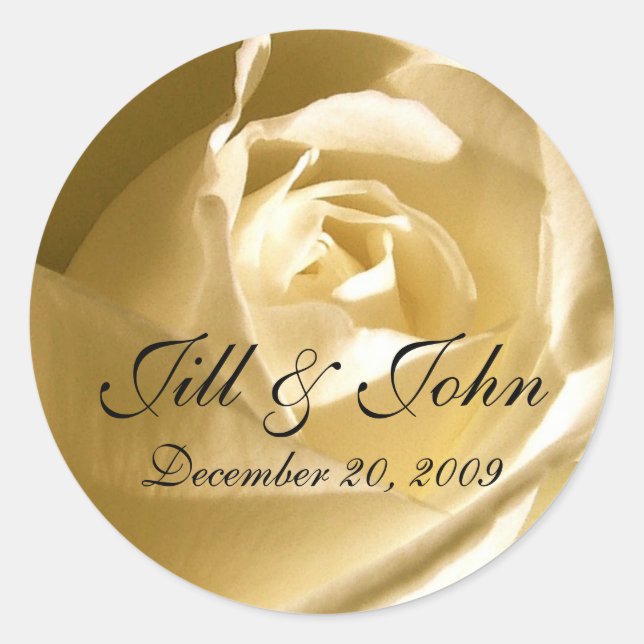 Rond Rose crème Noms Mariage Favor Sticker (Devant)