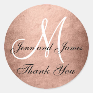 Rond Rose Gold Noir Mariage Faveur Sticker initial