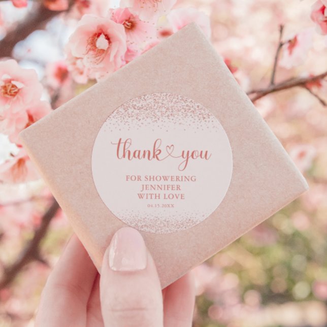 Rond Rose Gold Thank You Confetti Heart Sticker (Créateur téléchargé)