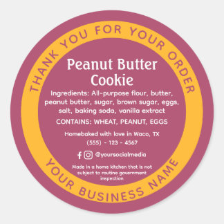Rond Rose Pink Cottage Law Food Ingredient Sticker