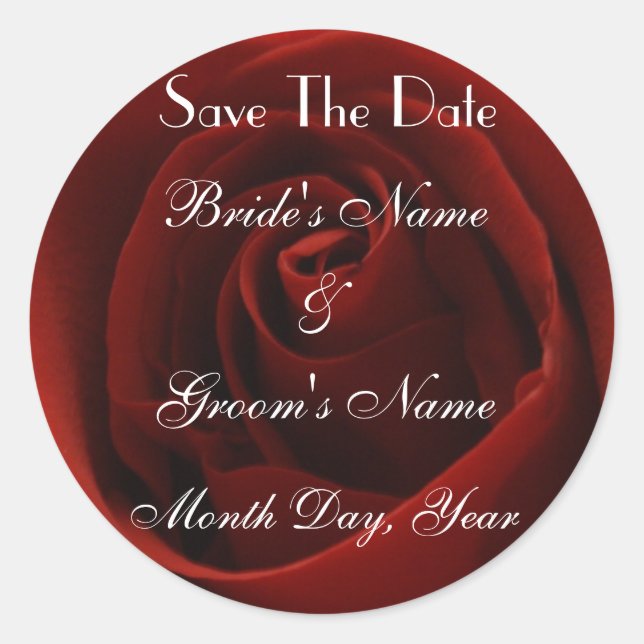 Rond Rose rouge classique Enregistrer le sticker de dat (Devant)