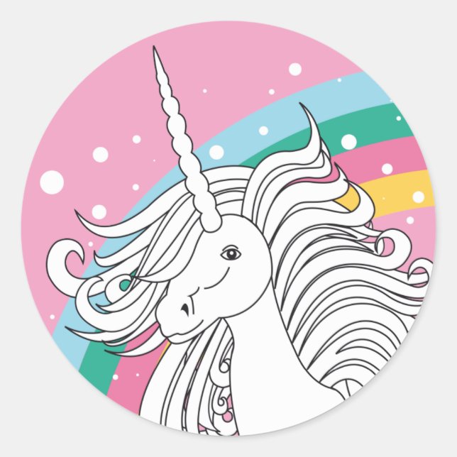 ROND ROSE UNICORN STICKER (Devant)