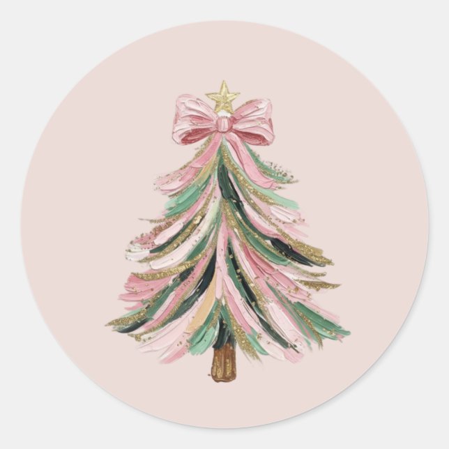 Rond Round Brushstroke Christmas Tree Sticker (Devant)