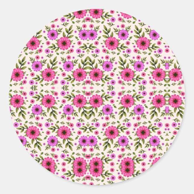 Rond Round sticker design featuring vibrant pink  (Devant)