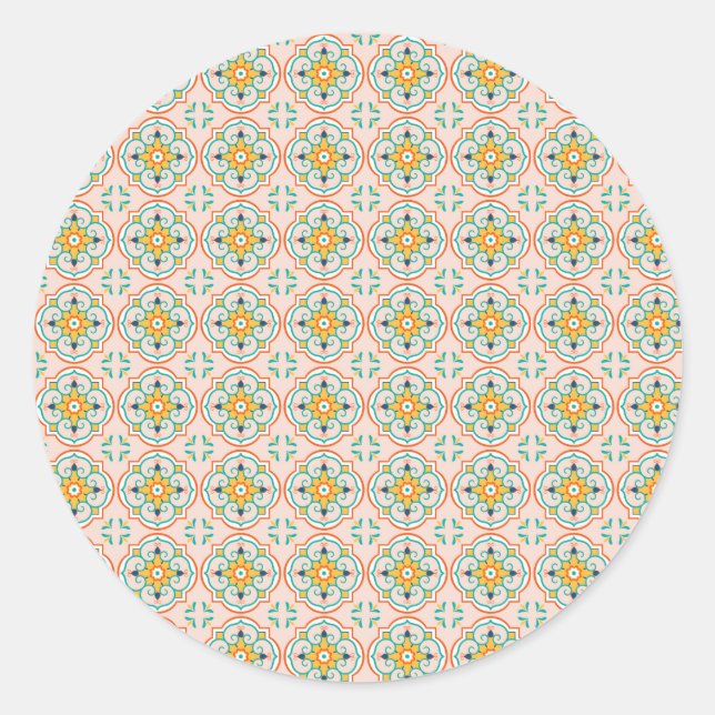 Rond Round sticker with a floral geometric pattern (Devant)
