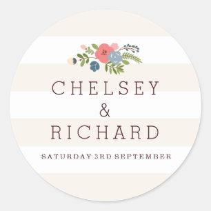 Rond Ruban mariage - Sticker rose