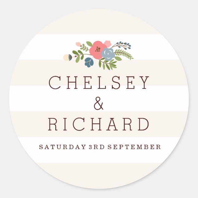 Rond Ruban mariage - Sticker rose (Devant)