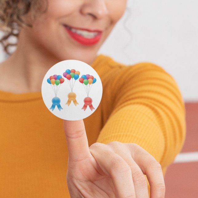Rond Rubans Et Ballons Classic Round Sticker (Créateur téléchargé)