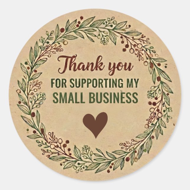 Rond Rustic Thank You Business Sticker – Packaging Labe (Devant)