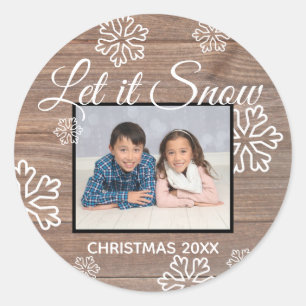 Rond Rustique Laissez-le neiger - Sticker circulaire
