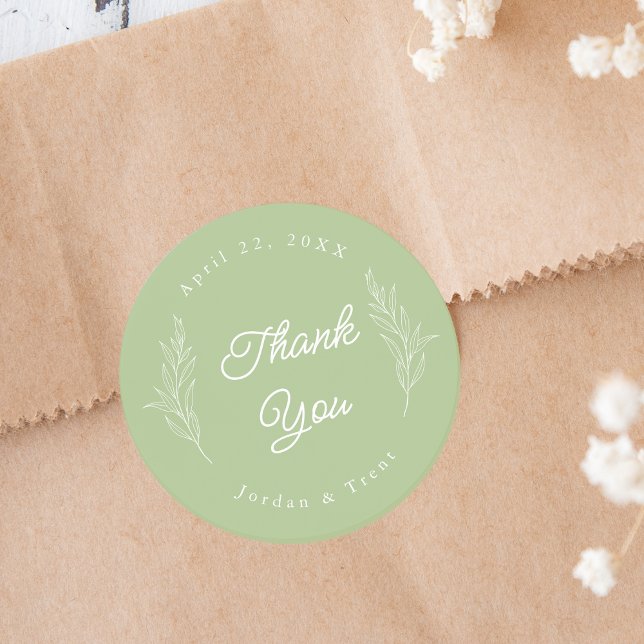 Rond Sage Green Merci Mariage Favoriser Sticker (Créateur téléchargé)