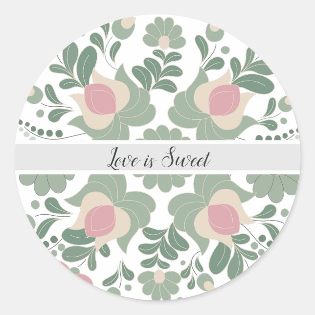 Rond Sage Green Wildflower Wedding Favor Sticker (Devant)