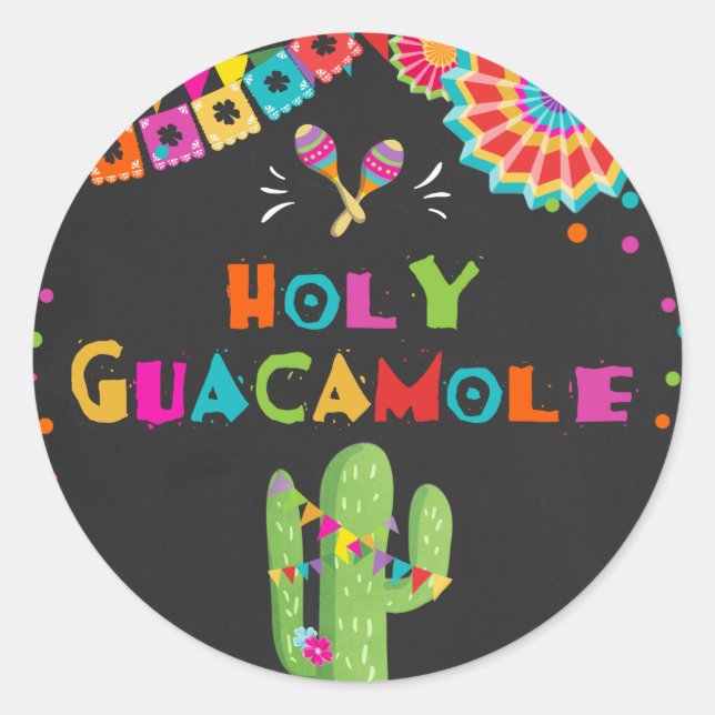 Rond Sainte Guacamole fiesta faveur tag Sticker Cactus (Devant)