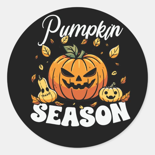 Rond Saison Citrouille amusante Sticker Halloween (Devant)