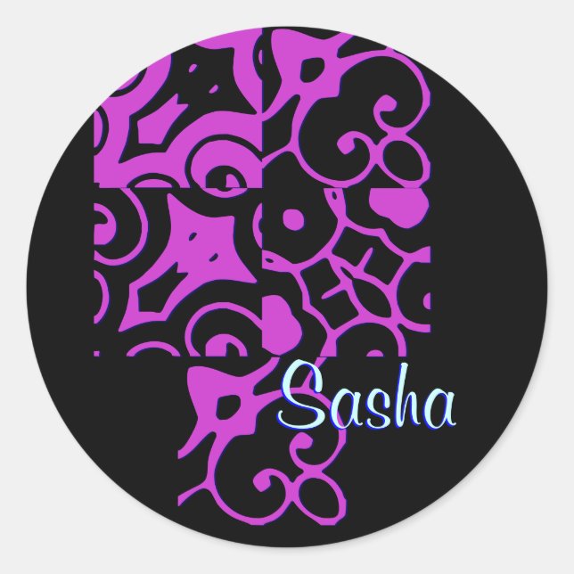 Rond Sasha Designer Nom Sticker (Devant)