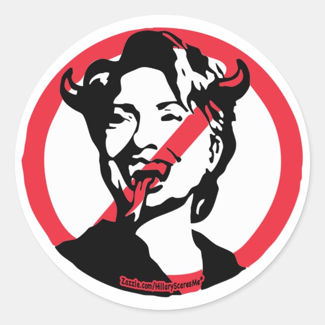 Rond Satin Hillary Anti-Hillary Sticker (Devant)
