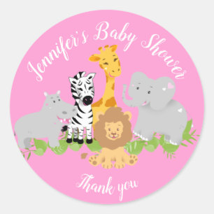 Rond Sauvage Un Safari Animaux Baby shower Sticker fill