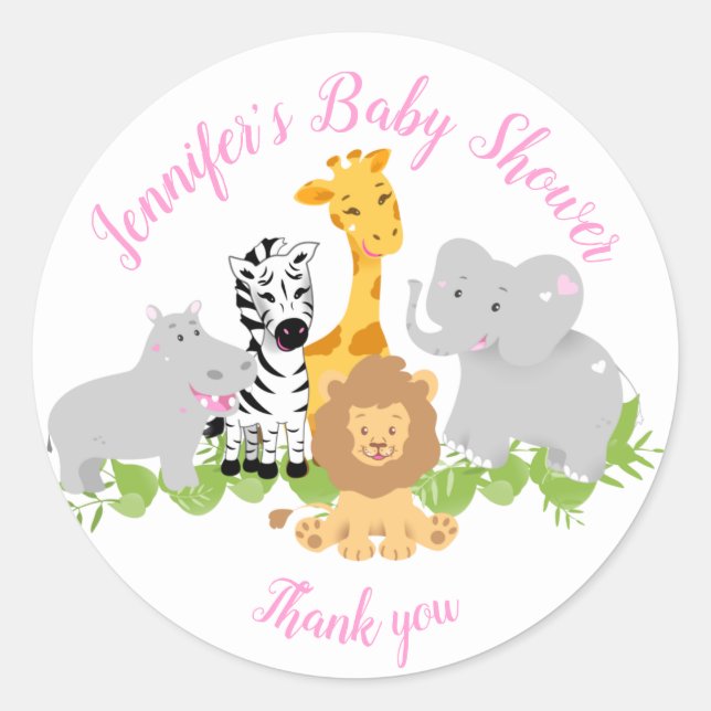 Rond Sauvage Un Safari Animaux Baby shower Sticker fill (Devant)