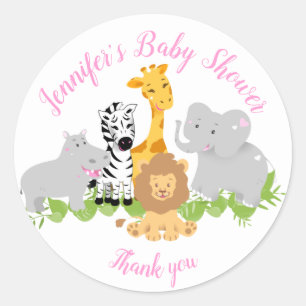 Rond Sauvage Un Safari Animaux Baby shower Sticker fill