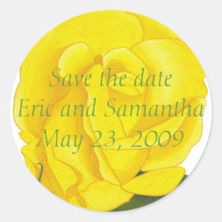 Rond Sauvez la date, Bright Yellow Rose Wedding Sticker