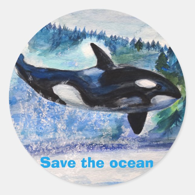 Rond Sauvons l'Ocean Orca Wildlife Sticker (Devant)